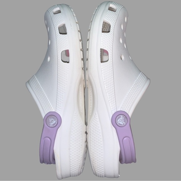 CROCS Lavender Strap Clog Slip on Slides Size M7 W9 White Purple EUC - Picture 5 of 6